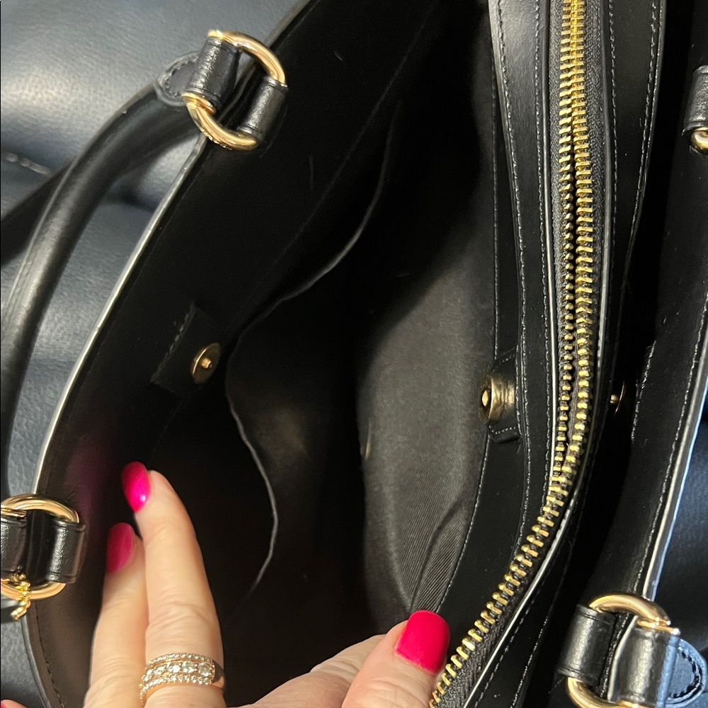 Coach Tan and Black Lillie Carryall Signature Satchel - Picture 7 of 8